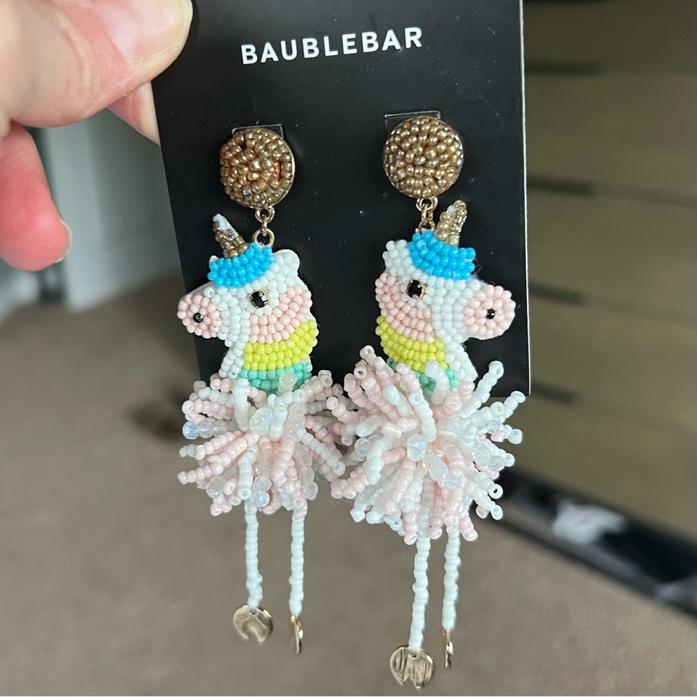 BaubeBar beaded unicorn earrings